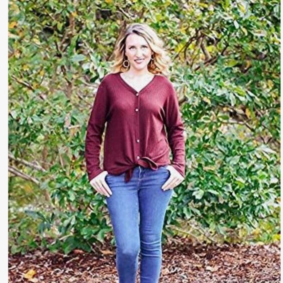 New Long Sleeve Button Down Shirts wine Red XXL - Picture 1 of 5